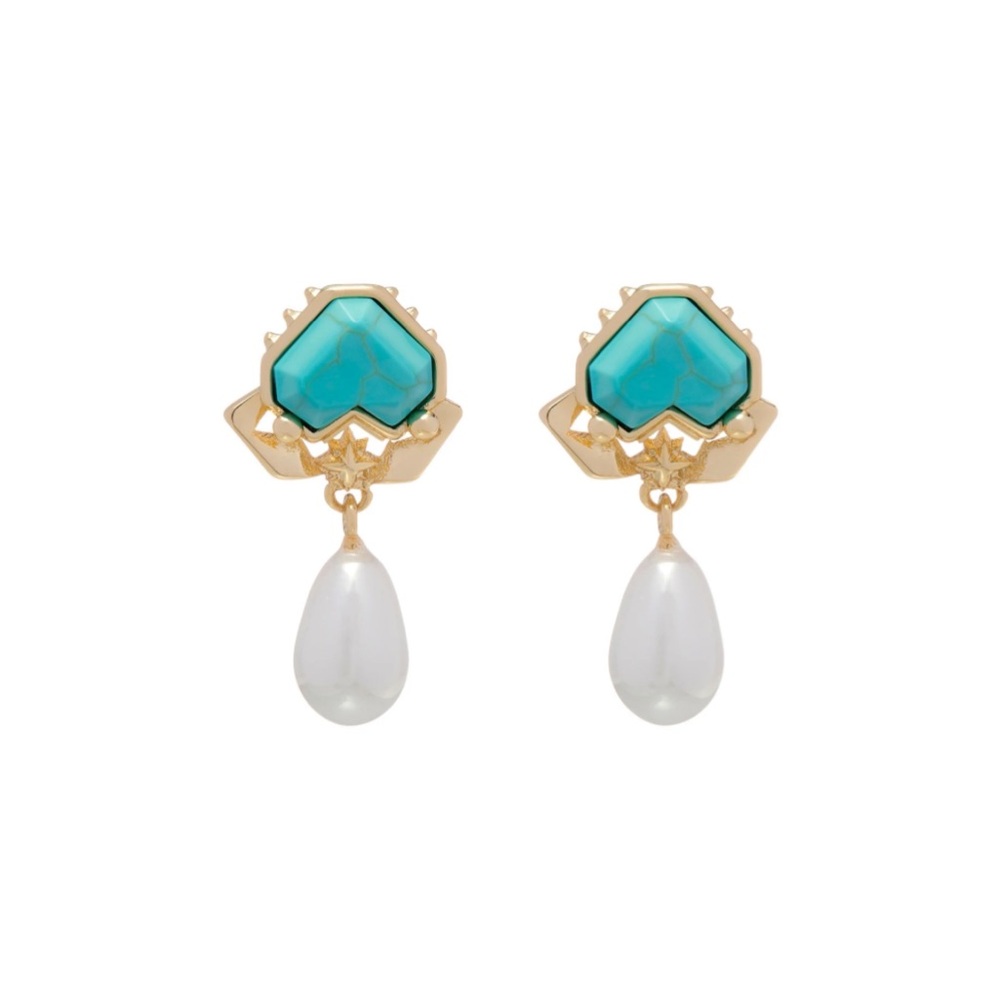Shellbi crab drop earrings turquoise